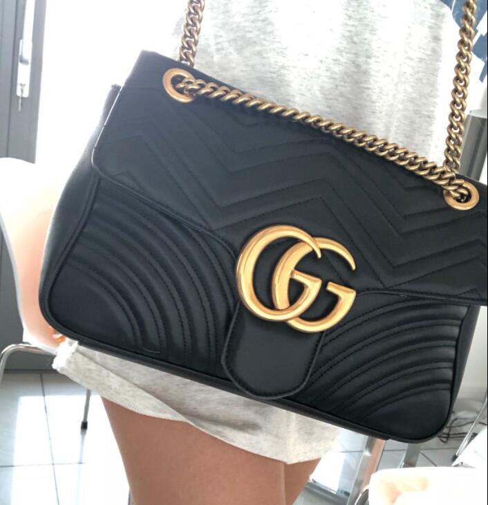 GG Marmont medium matelasse shoulder bag Black leather 443496